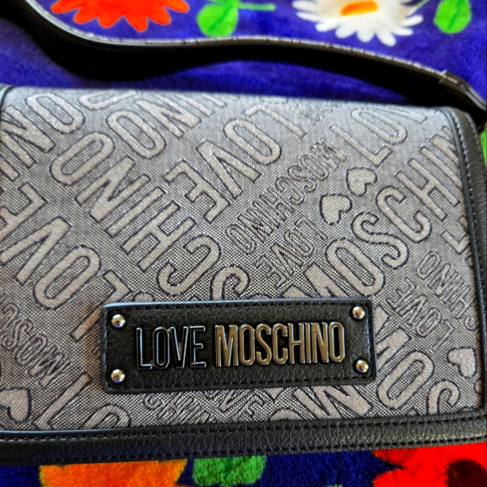 Jacquard Print Love Moschino Cross Body Bag.